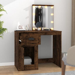 Berkfield Dressing Table With Led Smoked Oak 90X50X132.5 Cm Engineered Wood - thumbnail 3