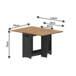 Butterfly Drop Leaf Dining Table And 4 Chairs Charcoal Grey Pine Wooden - thumbnail 2