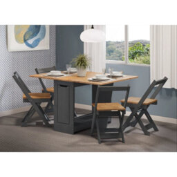 Butterfly Drop Leaf Dining Table And 4 Chairs Charcoal Grey Pine Wooden - thumbnail 6