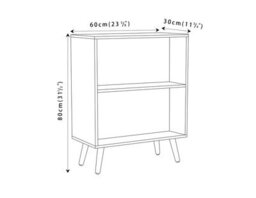 Urbn-Living Urbnliving 60Cm Height 2 Tier White Wooden Storage Bookcase Shelf With Beech Legs - thumbnail 3
