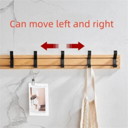 Wall & Door Mounted Coat Rack, 6 Hooks Wooden Hanger Board 60Cm For Clothes Storage - thumbnail 3