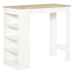 Homcom Bar Table Coffee Table Kitchen Dining Table With 4-Tier Shelf Natural - thumbnail 2