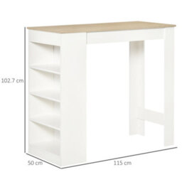 Homcom Bar Table Coffee Table Kitchen Dining Table With 4-Tier Shelf Natural - thumbnail 3