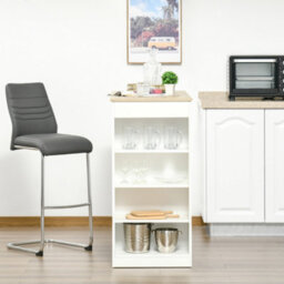 Homcom Bar Table Coffee Table Kitchen Dining Table With 4-Tier Shelf Natural - thumbnail 7
