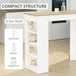 Homcom Bar Table Coffee Table Kitchen Dining Table With 4-Tier Shelf Natural - thumbnail 4
