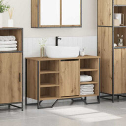 Berkfield Bathroom Sink Cabinet Artisan Oak 91X35X60 Cm Engineered Wood - thumbnail 4