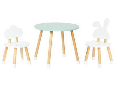 Wyld And Coco Kidnest 2-Seater Kids Table Set - White And Light Brown, Mdf Frame With Leg Caps - image 1