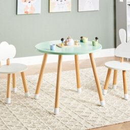 Wyld And Coco Kidnest 2-Seater Kids Table Set - White And Light Brown, Mdf Frame With Leg Caps - thumbnail 2
