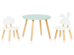 Wyld And Coco Kidnest 2-Seater Kids Table Set - White And Light Brown, Mdf Frame With Leg Caps - thumbnail 1