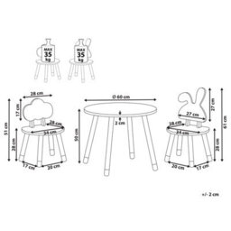 Wyld And Coco Kidnest 2-Seater Kids Table Set - White And Light Brown, Mdf Frame With Leg Caps - thumbnail 4