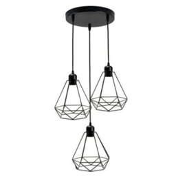 Ledsone Geometric Pendant Light 3 Light Black With Industrial Metal Cage Design For Kitchen Dining Room Or Living Room - thumbnail 1