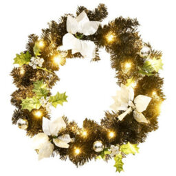 Berkfield Beautiful Christmas Wreath With Led Lights Black 60 Cm Pvc