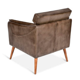 Real Genuine Leather Arm Tub Chair Tan Brown Wing 95Cm High X 86Cm Wide X 83Cm Deep Only Legs To Attach - thumbnail 3