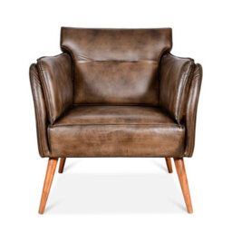 Real Genuine Leather Arm Tub Chair Tan Brown Wing 95Cm High X 86Cm Wide X 83Cm Deep Only Legs To Attach - thumbnail 2
