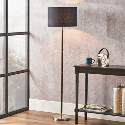 Pacific Lifestyle Brushed Silver And Wood Effect Floor Lamp - image 1