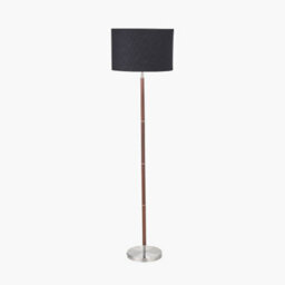 Pacific Lifestyle Brushed Silver And Wood Effect Floor Lamp - thumbnail 2