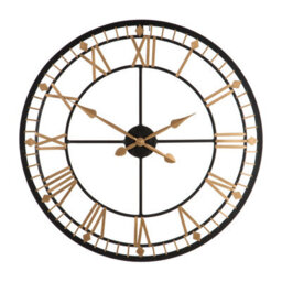 Orsina Durable Black And Gold Metal Wall Clock, Stylish Large Wall For Livingroom, Functional Bedroom Large Clock