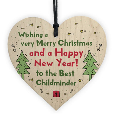 Red Ocean Handmade Christmas Gift For Childminder Wooden Heart Thank You Childminder Gift - image 1