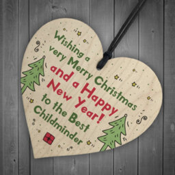 Red Ocean Handmade Christmas Gift For Childminder Wooden Heart Thank You Childminder Gift - thumbnail 6
