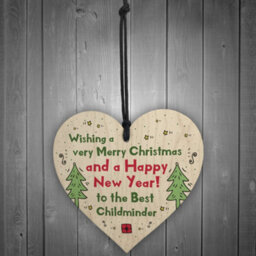 Red Ocean Handmade Christmas Gift For Childminder Wooden Heart Thank You Childminder Gift - thumbnail 2