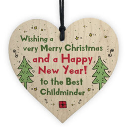 Red Ocean Handmade Christmas Gift For Childminder Wooden Heart Thank You Childminder Gift