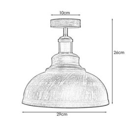Vintage Semi Flush Mount Ceiling Light With E27 Base 29Cm Metal Dome Shade For Kitchen, Living Room Rustic Red Without Bulb - thumbnail 3