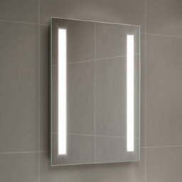 Ibathuk Eclipse Wall Mounted Led Illuminated Bathroom Mirror, Modern Rectangular Battery Power Mirror With Dual Lights, 500X700mm - thumbnail 4