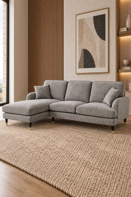 Loft Home Olivia Dove Grey Fabric Left Hand Facing Corner Chaise - image 1