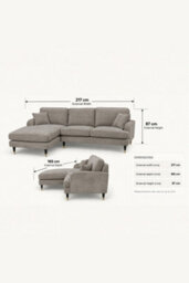 Loft Home Olivia Dove Grey Fabric Left Hand Facing Corner Chaise - thumbnail 3