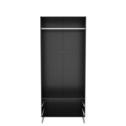 Urbn-Living Urbnliving 180Cm Height Grey Wardrobe With Black 2 Door 2 Drawer Modern Bedroom Clothes Storage Hanging Rail - thumbnail 7