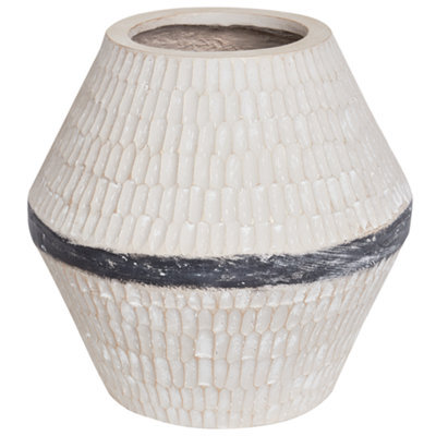 Beliani Flower Vase Aruncus Ceramic 30 Cm Beige - image 1