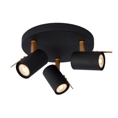 Lucide Grony Modern Ceiling Spotlight - Led Dim To Warm - Gu10 - 3X5W 2200K/3000K - Black - image 1