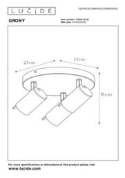 Lucide Grony Modern Ceiling Spotlight - Led Dim To Warm - Gu10 - 3X5W 2200K/3000K - Black - thumbnail 7