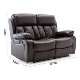 More4Homes Chester Manual High Back Luxury Bond Grade Leather Recliner 2 Seater Sofa (Brown) - thumbnail 9