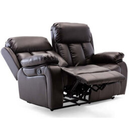 More4Homes Chester Manual High Back Luxury Bond Grade Leather Recliner 2 Seater Sofa (Brown) - thumbnail 4