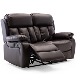 More4Homes Chester Manual High Back Luxury Bond Grade Leather Recliner 2 Seater Sofa (Brown) - thumbnail 3