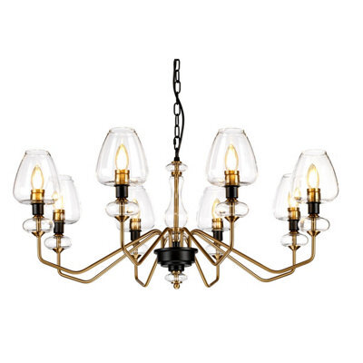 Elegant 8 Bulb Chandelier In Aged Brass And Charcoal Black Finish With Led E14 40W - image 1
