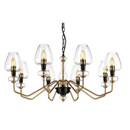 Elegant 8 Bulb Chandelier In Aged Brass And Charcoal Black Finish With Led E14 40W - thumbnail 2