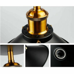 Vintage Semi Flush Mount Ceiling Light Yellow Brass 22Cm Metal Cone Pendant Lampshade Fixture With E27 Base For Indoor - thumbnail 4