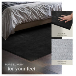 Tectake Rug Zonelle Short Pile And Ultra-Soft Carpet In Rectangular Or Round Design 120 X 170 Cm - Black - thumbnail 4