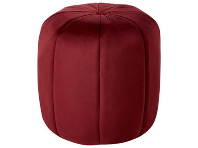 Wyld And Coco Glam Velvet Round Pouffe Dark Red - 40Cm Diameter, 46Cm High - image 1
