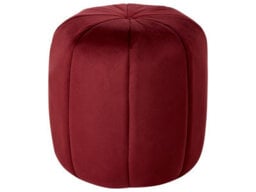 Wyld And Coco Glam Velvet Round Pouffe Dark Red - 40Cm Diameter, 46Cm High - thumbnail 1