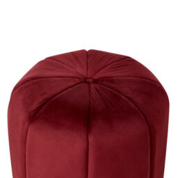 Wyld And Coco Glam Velvet Round Pouffe Dark Red - 40Cm Diameter, 46Cm High - thumbnail 4
