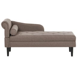 Beliani Left-Hand Chaise Longue Yvoire Fabric Taupe - thumbnail 1