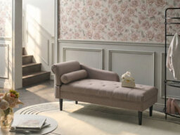 Beliani Left-Hand Chaise Longue Yvoire Fabric Taupe - thumbnail 2