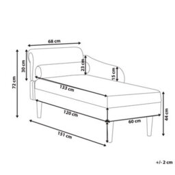 Beliani Left-Hand Chaise Longue Yvoire Fabric Taupe - thumbnail 3