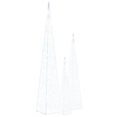 Berkfield Beautiful Acrylic Decorative Led Light Cone Set Cold White 60/90/120Cm - image 1
