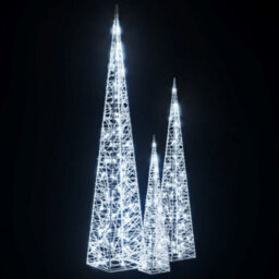 Berkfield Beautiful Acrylic Decorative Led Light Cone Set Cold White 60/90/120Cm - thumbnail 4