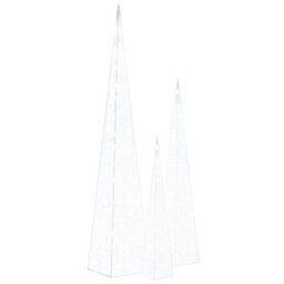 Berkfield Beautiful Acrylic Decorative Led Light Cone Set Cold White 60/90/120Cm