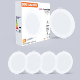 Paul Russells Led Round Panel Ceiling Lights, 20W 2150 Lumens, Spotlights, Ip20, 4000K Cool White, Pack Of 4 - thumbnail 1